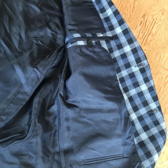 Blue & Grey Check Hugo Boss Wool Blazer - Picture 9 of 16